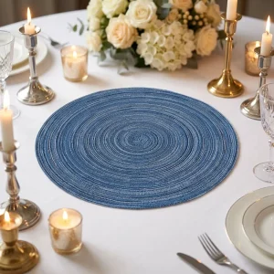 15inch Round PP Cotton Yarn Woven Insulation Woven Placemats Washable Braided Table Mats Rattan Place Mats for Dining