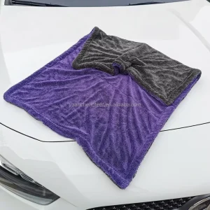 1600GSM 50×80 Purple Car Towel 60×90 Double Layer Twisted Loop Microfiber Car Drying Towel