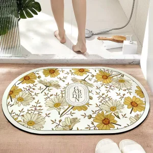 1688 Online Mats & Pads Diatom Mud Bath Mat Water Absorbent Mat Non slip Flowers Bathroom Rugs Set