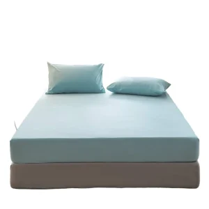 17″ Deep Pocket 3-Piece Microfiber 200TC Solid Pattern Fitted Sheet Set 2 Pillowcases Flat Bed Sheet European American Style