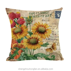 18″*18″ Throw Pillow Covers Christmas Decorative Couch Pillow Cases Cotton Linen Square Cushion Cover for Sofa Couch Sunflower