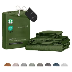 18 inch Deep Pocket Skin friendly Bamboo Fiber Solid Color Moisture Wicking 4 Piece Cooling Bed Sheet Set Oeko Tex Certification