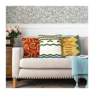 18 x 18 Square Modern Tufted Polyester Zipper Closure Decorative Abstract Geometric Throw Pillow Case for Hotel Home