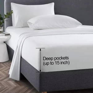 1800 Thread Count Woven Polyester Microfiber Plain Solid Anti Bacteria Deep Pocket 4 Piece Queen Bedsheets Hotel