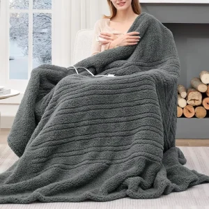 180×160 12 Volt USB Heated Throw Fleece Blanket Overheating Protection Customizable Switch 100% Polyester Wearable