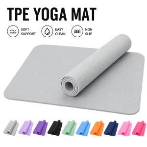 183*61cm Exercise Mat Black TPE Yoga Mat for Pilates Studio Training Cushioned Floor Workout Lightweight Fitness Practice Mat