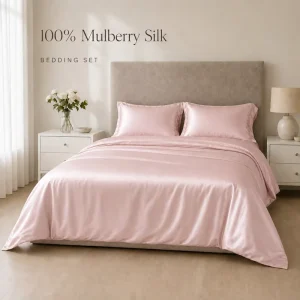 19-22 momme Silk Satin Single Bed Fitted Sheet Seamless Duvet Cover Sets King Queen Twin Bedding Set
