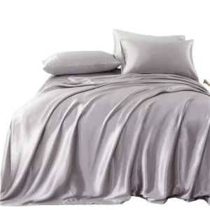 19mm/22mm/25mm 100% Mulberry Silk Solid Woven Bedding Set 4 Piece (2 Pillowcases 1 Fitted Sheet 1 Flat Sheet) 6A