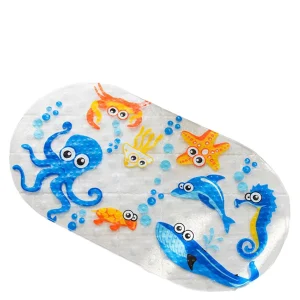 1PC PVC Eco Friendly Machine Made Novelty Design Anti Skid Bath Mats Rectangle Soft Shower Bathroom Massage Mat Suction Cup