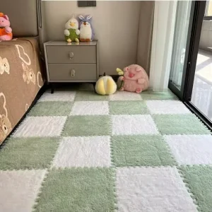1Pcs EVA Interlocking Carpet Tiles Soft Shaggy Fluffy Non slip Modern 1cm Thick Floor Mats Colorful Carpet for Living Room