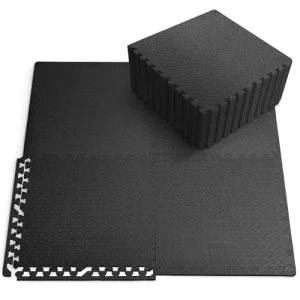 1cm Thick EVA Training Exercise Mats Gym Floor Nonslip Interlocking EVA Foam Mats for Gym and Home Workouts Black