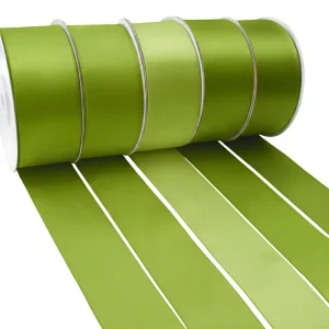 1inch Factory Direct High Quality Polyester Green Satin Ribbon Roll for Gift Wrapping and Cake Decoration Chair Sash Ribbon