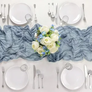 1pc Multi-Colored Chiffon Crinkle Table Runner Suitable for Party Decor Valentine’s Day Ruffled Table Runner