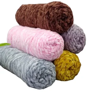 1ply 100g Ball Soft Chunky Crochet 100% Polyester Filament Velvet Chenille Yarn for Knitting Sewing Thread Wool Yarns