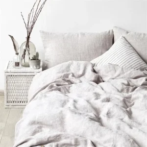 1x Fitted Sheet 1x Flat Sheet 2x Pillow Case 100% Flax Linen 165gsm Home Sheet Set