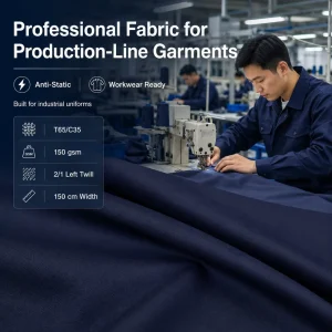 2/1 Left Twill Textile Fabric Custom for Factory Uniforms Anti Static Polyester Cotton Fabric Roll and Woven Fabrics