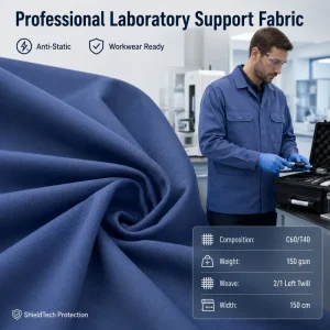 2/1 Left Twill Textile for Laboratory Support Apparel Anti Static Cotton Fabric Polyester Cotton Fabric Roll Woven Fabrics