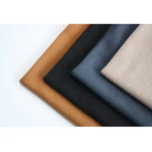 2*2 Stretch Rib Cotton Spandex Anti pilling Knitted Fabric for Collar Cuff Short Sleeve