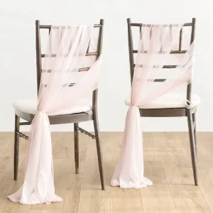 2 PCS Wedding Chair Back Decoration White Chiffon Chair Sashes Wedding Aisle Decorations