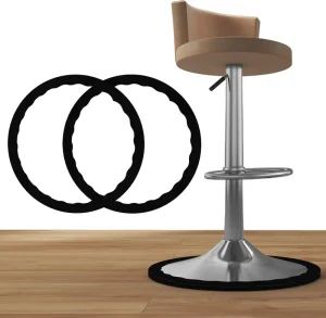 2 Pack Black Non Slip Reusable Silicone Round Chair Leg Protectors Stretchable 14.5″ 16.5″ Bar Stool Carpet Floor Protectors