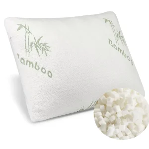 2 Pack Pillow Bed Cooling Shredded Memory Foam Bed Pillows With Bamboo Hypoallergenic Pillow Cover
