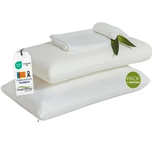 2 Pack Viscoelastic Memory Foam Pillows 70 cm Rectangular Adjustable Removable Elastic Aloe Vera Fabric Washable