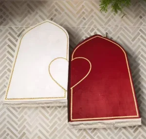 2 Pcs Flannel Padded Memory Foam Thick Foldable Heart Shape Love Gift Set Islamic Muslim Couple Prayer Mat
