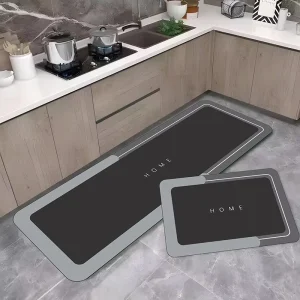 2 Pcs Waterproof Non Slip Kitchen Mats for Floor Quick Dry Rubber Kitchen Rug Floor Mat Carpet for Home Decor