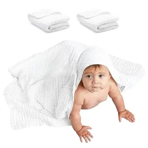 2 Piece Baby Hooded Quilted Raschel Blanket 9 Layer Muslin Cotton Bamboo Fiber Geometric Eco Friendly OEKO TEX Certified