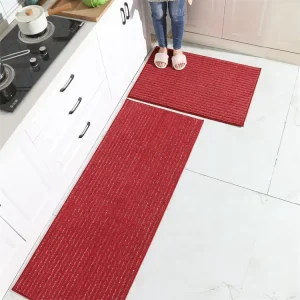 2-Piece Modern Polyester Tufted Kitchen Rugs and Mats Washable Non-Slip Absorbent Floor Runner Mats for Kitchen