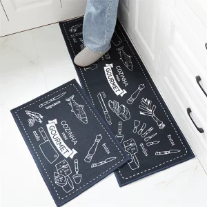 2 Pieces Polyester Non Slip Washable Kitchen Mat Set Water Absorbent Soft Kitchen Runner Rug Sets
