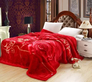 2 Ply Raschel Knitted Polyester Fiber Square Blanket Warm Thickened Cover Korean Style Autumn Winter Use Customizable Colors