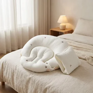 2-in-1 Modern Breastfeeding Nursing Pillow Waist Support Wedge Cushion Anti Spit up Breathable Core