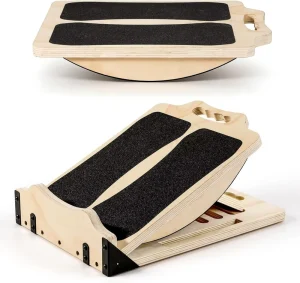 2-in-1 Thick Pine Plywood Adjustable Slant Balance Board Customized Non slip Inclines Calf Stretching Squats Ramp Exercise Mats