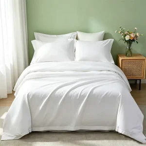 2.0m Bed Super King 60×80 Cotton Sateen 4pcs Duvet Cover Set 5 Star Hotel White Bedding