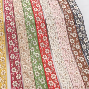 2.5 Chinese Style Plum Blossom Jacquard Ribbon Curtain Table Runner Cheongsam Pillow Decorative Ribbon
