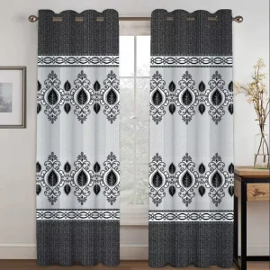 2.8m African Style Black Fabric Semi Blackout Curtain Woven with Rotary Screen Printed Technique Export Finished Fabric