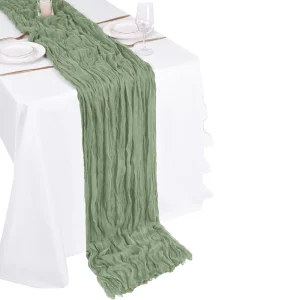 20 Pack Durable Cheesecloth Table Runners 17×108 Inch Sage Green Boho Gauze for Baby Bridal Shower Wedding Party Summer Garden