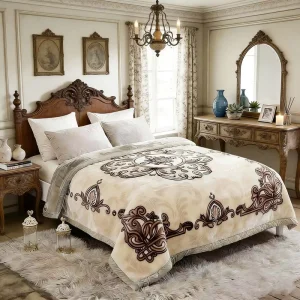 200 x 240 Queen Size Double Ply Polyester Quilted Cloudy Raschel Blanket