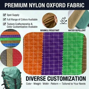 200D Check Jacquard Abrasion Resistant Nylon Oxford Fabric for Handbags Backpacks Luggage Home Textile