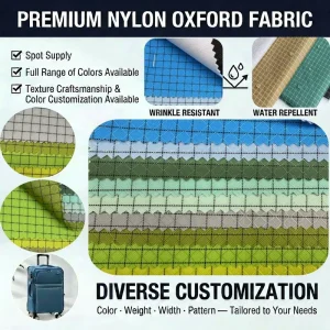 200D Check PU Coated Nylon Waterproof Jacquard Oxford Fabric for Handbags Backpacks Luggage Tents Outdoor