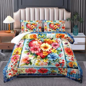200TC Polyester Woven Cotton Embroidery Florals Chinese Style Soft Comfortable Three Piece Home Bed Sheet Duvet Cover