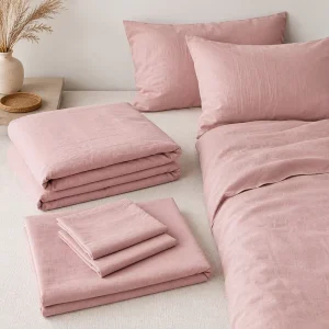 200TC Stonewashed Cotton Duvet Cover Set Solid Color Button Closure Customizable Hotel Grade Bedding