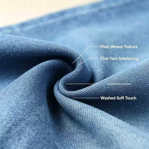 200gsm Lightweight Spring/Summer Stretch Denim Fabric for Apparel Shirts Pants 16*150D Yarn Count Breathable Wrinkle Resistant