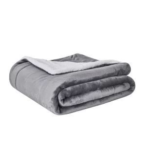 200x230cm 480GSM Custom Logo Reversible Polyester Plush Embroidery Adult Other Sherpa Flannel Fleece Bed Throw Blanket