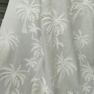 204 GSM Woven 3D Embroidery Palm Tree Ventile Cotton Fabric for Men Women T Shirt Bedding Wedding Accessories Eco Friendly