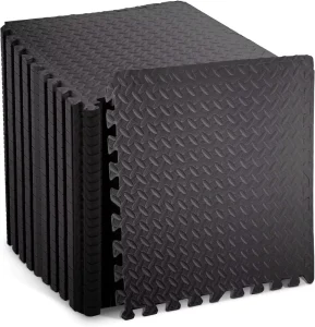 20Pcs Black Gym Flooring Puzzle Mat Interlocking EVA Tiles Anti-Slip Rubber Cushion Home Workout Matting 60x60cm