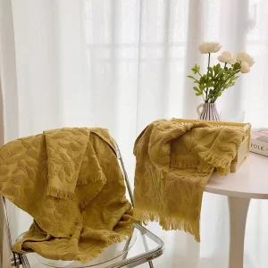 20S Two ply Pure Cotton Jacquard Face Towel Cotton Beach Towel Small Throw Blanket Bath Towel Skin friendly Bath Towel