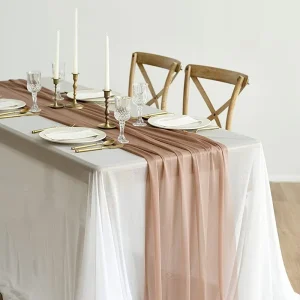 20ft Elegant Holiday Table Runners Chiffon Cream Table Runner for Boho Wedding Party Bridal Shower