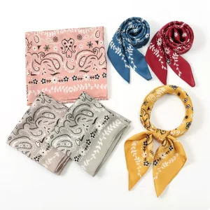 22*22 Inch Multicolor Paisley Cotton Square Breathable Bandana Daily Hand Wiping Sweat Absorbing Fashion Matching Decoration